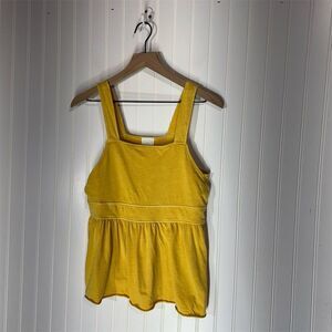 Abound XS Yellow Cotton Babydoll Peplum Tank Top Square Neck Cottagecore Boho